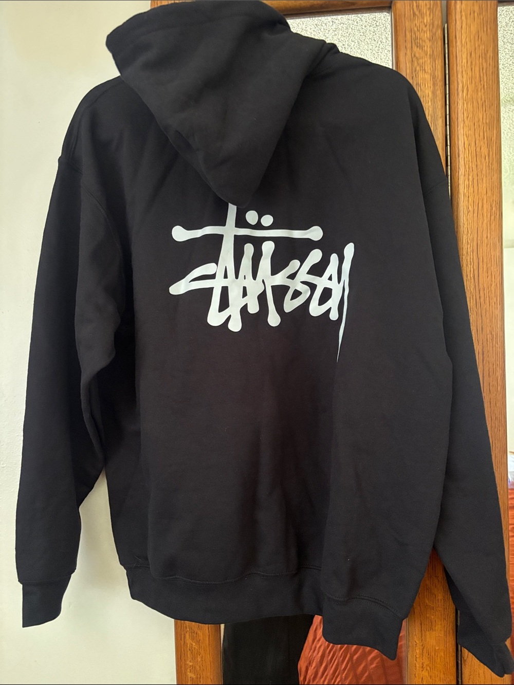 Stüssy Black Heavyweight Pullover Hoodie White Logo XL Streetwear New No Tags